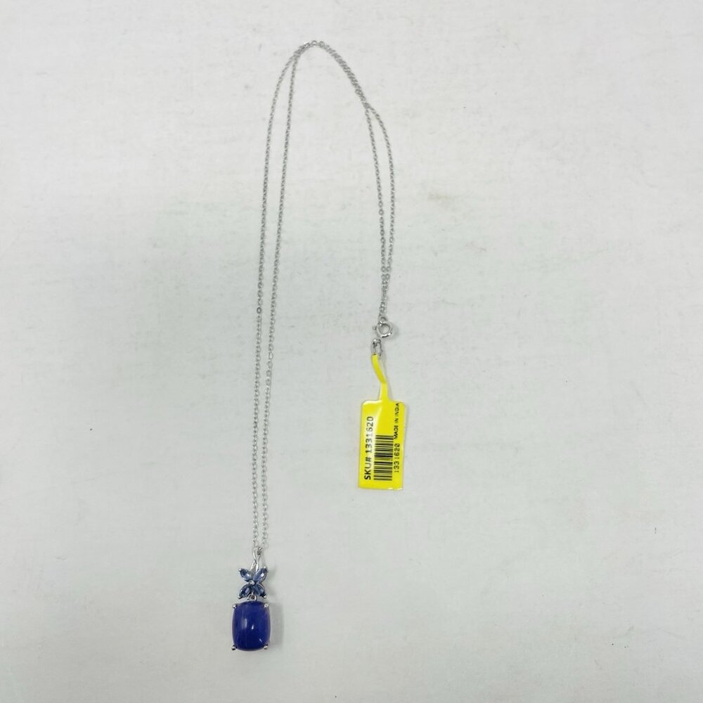Shop LC Siberian Charoite/Iolite Cushion Pendant with Chain Sterling Silver 5233